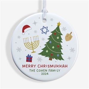 Happy Chrismukkah Personalized Ornament-2.85quot; Glossy - 1 Sided - 48952-1S