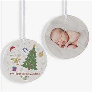 Happy Chrismukkah Personalized Ornament-3.75quot; Matte - 2 Sided - 48952-2L