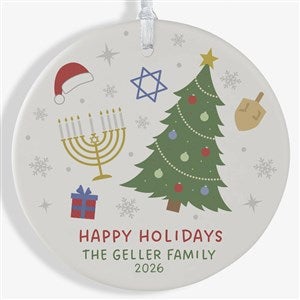 Happy Chrismukkah Personalized Ornament-3.75quot; Matte - 1 Sided - 48952-1L