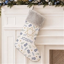 Spirit of Hanukkah Personalized Grey Faux Fur Stockings - 48953-GF