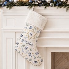 Spirit of Hanukkah Personalized Ivory Faux Fur Stockings - 48953-IF