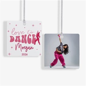 Dance Personalized Square Photo Ornament- 2.75quot; Metal - 2 Sided - 49002-2M