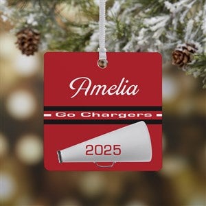 Cheer Personalized Square Photo Ornament- 2.75quot; Metal - 1 Sided - 49003-1M