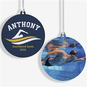 Swimming Personalized Wood Photo Christmas Ornament - 49005-2W