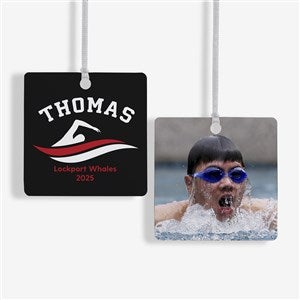 Swimming Personalized Metal Photo Christmas Ornament - 49005-2M