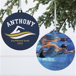 Swimming Personalized Photo Ornament-3.75quot; Wood - 2 Sided - 49005-2W