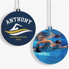 Swimming Personalized Wood Photo Christmas Ornament - 49005-2W