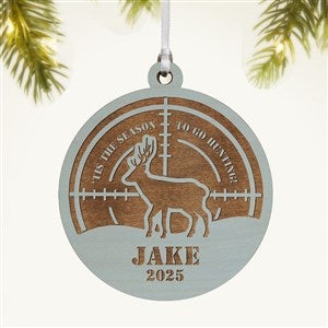 Hunting Personalized 2 Piece Wood Ornament-Blue Stain - 49042-B