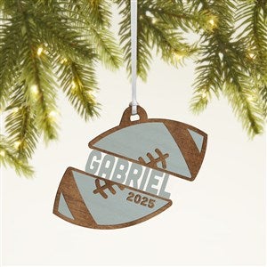 Football Personalized Wood Ornament- Blue Stain - 49043-B