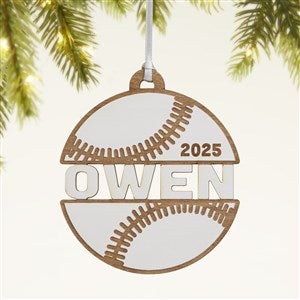 Baseball Personalized Wood Ornament- Whitewash - 49044-W