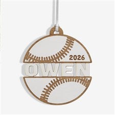 Baseball Personalized Wood Ornament - Whitewash - 49044-W