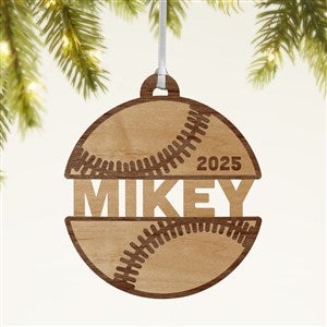 Baseball Personalized Wood Ornament- Natural - 49044-N