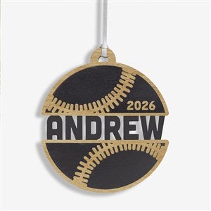 Baseball Personalized Wood Ornament - Black - 49044-BLK