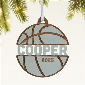 Basketball Personalized Wood Ornament- Blue Stain - 49045-B