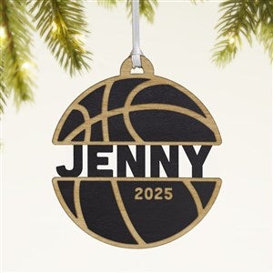 Basketball Personalized Wood Ornament- Black - 49045-BLK