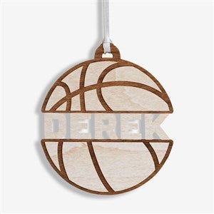 Basketball Personalized Wood Ornament - Whitewash - 49045-W