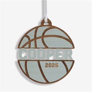 Basketball Personalized Wood Ornament - Blue Stain - 49045-B