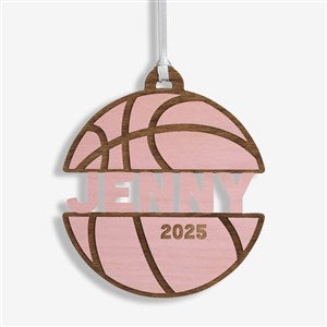 Basketball Personalized Wood Ornament - Pink Stain - 49045-P
