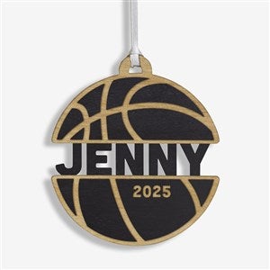 Basketball Personalized Wood Ornament - Black - 49045-BLK