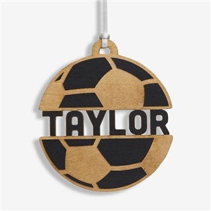 Soccer Personalized Wood Ornament - Black - 49046-BLK