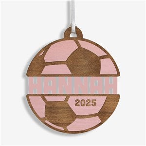 Soccer Personalized Wood Ornament - Pink Stain - 49046-P