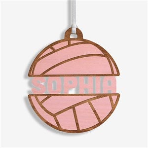 Volleyball Personalized Wood Ornament - Pink Stain - 49047-P