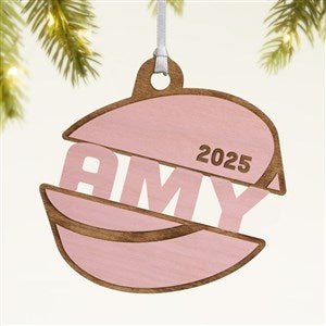 Hockey Personalized Wood Ornament- Pink Stain - 49049-P