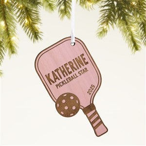 Pickleball Paddle Personalized Wood Ornament- Pink Stain - 49052-P