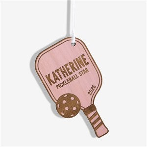 Pickleball Paddle Personalized Wood Ornament - Pink Stain - 49052-P