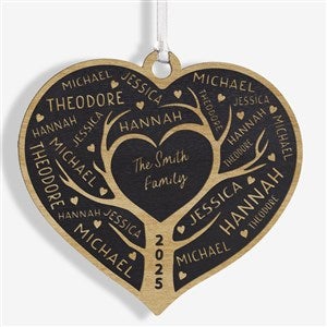 Family Tree Personalized Wood Ornament- Black - 49070-BLK