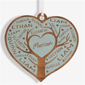 Family Tree of Love Personalized Wood Ornament- Blue Stain - 49070-B