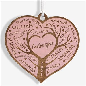 Family Tree Personalized Wood Ornament- Pink Stain - 49070-P