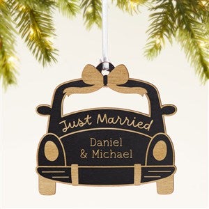 Just Married Personalized Wood Ornament- Black - 49075-BLK