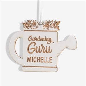 Garden Watering Can Personalized Wood Ornament - White - 49076-W