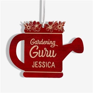 Garden Watering Can Personalized Wood Ornament - Red - 49076-R