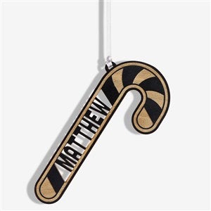 Candy Cane Personalized Wood Christmas Ornament - Black - 49077-BLK
