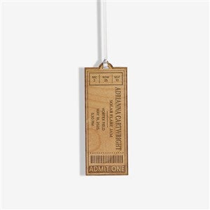 Favorite Concert Ticket Personalized Wood Ornament - Natural - 49081-N