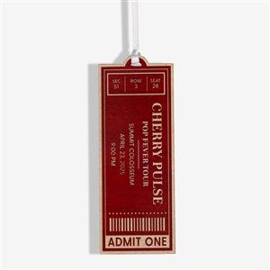 Favorite Concert Ticket Personalized Wood Ornament - Red - 49081-R