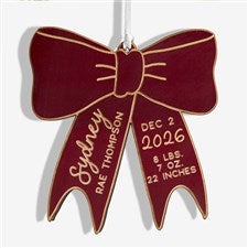 Baby Bow Personalized Wood Ornament- Red Maple - 49082-R