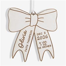 Baby Bow Personalized Wood Ornament- Whitewash - 49082-W
