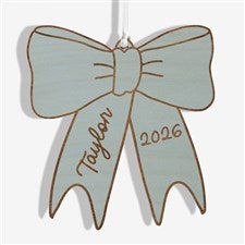 Baby Bow Personalized Wood Ornament- Blue Stain - 49082-B