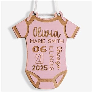 Baby Bodysuit Personalized Wood Ornament - Pink - 49083-P