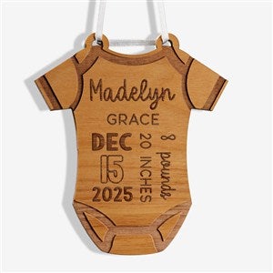 Baby Bodysuit Personalized Wood Ornament - Natural - 49083-N