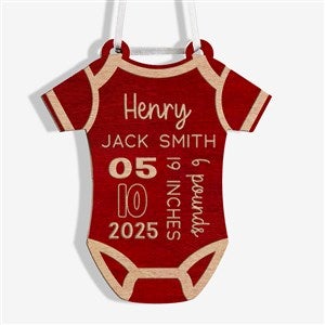 Baby Bodysuit Personalized Wood Ornament - Red - 49083-R