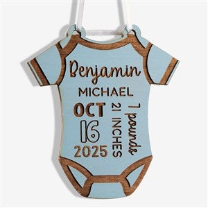 Baby Bodysuit Personalized Wood Ornament - Blue - 49083-B