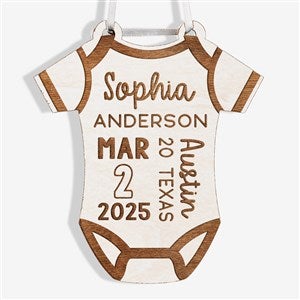 Baby Bodysuit Personalized Wood Ornament - White - 49083-W