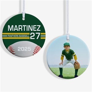 Baseball Personalized Photo Ornament- 2.85quot; Glossy - 2 Sided - 49091-2S