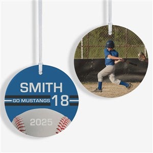 Baseball Personalized Photo Ornament-3.75quot; Matte - 2 Sided - 49091-2L