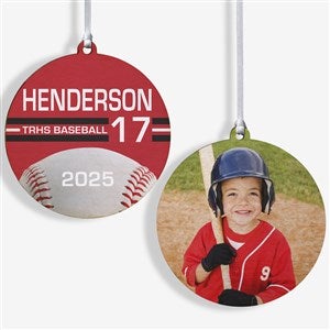 Baseball Personalized Photo Ornament-3.75quot; Wood - 2 Sided - 49091-2W
