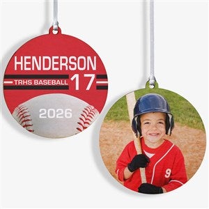 Baseball Personalized Photo Ornament-3.75quot; Wood - 2 Sided - 49091-2W